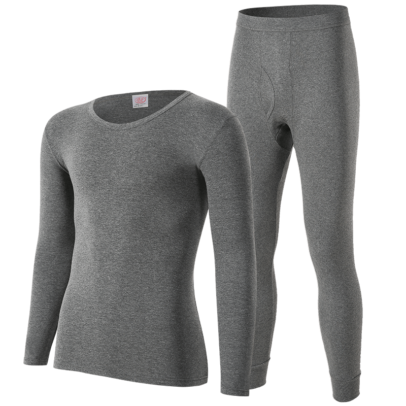 LangSha Men's Pure Cotton Thermal Underwear Set 10A Antibacterial and Mite-Resistant Cotton Top and Bottom Thin Base Layer