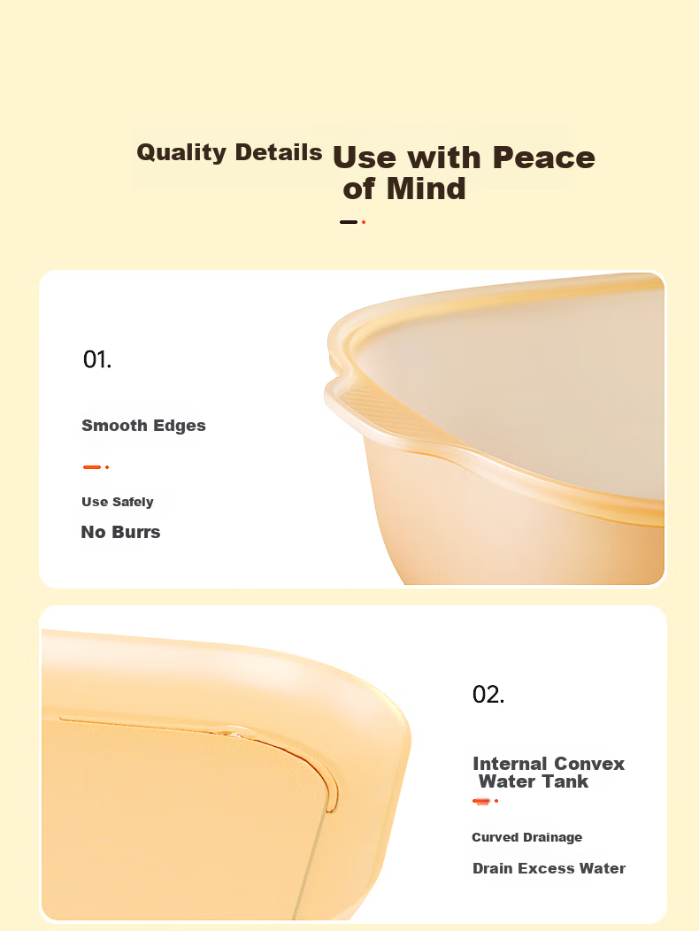 COOKER KING Double-Layer Colander Drainer Basket Kitchen Plastic Fruit Tray Strainer Vegetable Washing Basket White 14