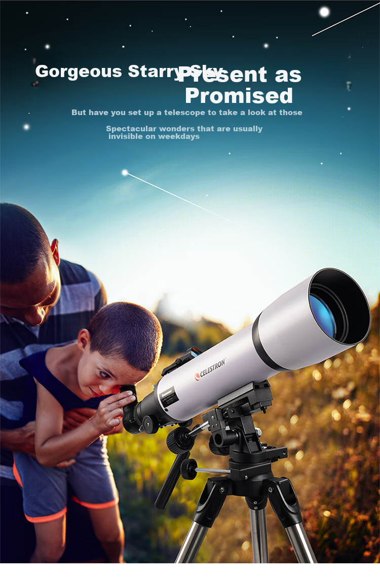 Celestron 80AZ High-Definition High-Power Astronomy Telescope for Stargazing Professional Deep Space Astronomy Student Science Gift 12