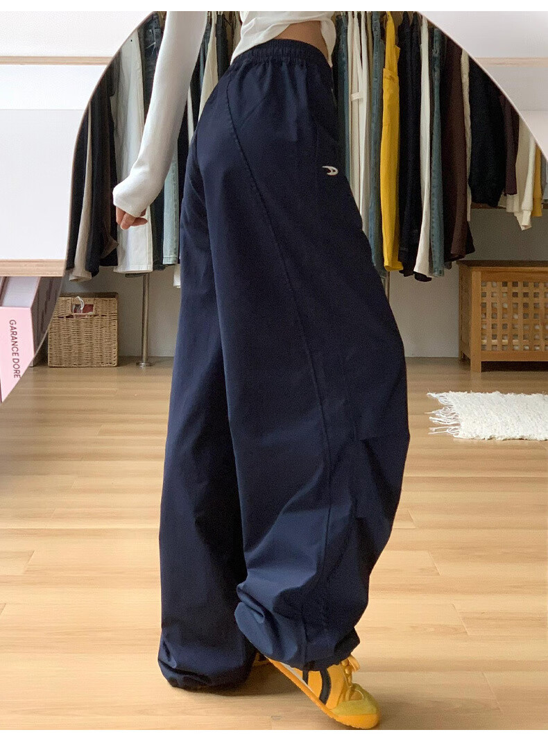 Langsha Women's Navy Blue Work Pants Spring 2026 New Loose High Waist Straight Slim Casual American Quick-Dry Wide-Leg Pants 14