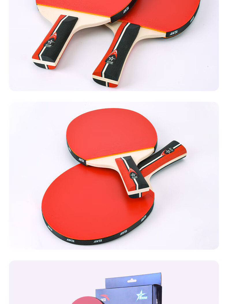 Anta 1-Star Table Tennis Paddle (Jingcang Fast Delivery + 6 Balls + Paddle Case) P102 Shakehand Paddle Set 3