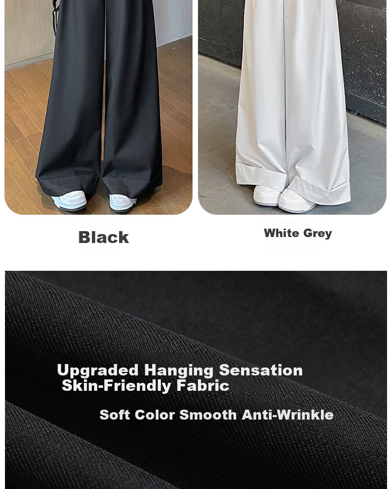 LangSha American-Style Wide-Leg Pants for Women, 2026 Spring/summer, High-Waisted Slimming Trousers, Suit Pants Style, Casual Pants for Wome 8