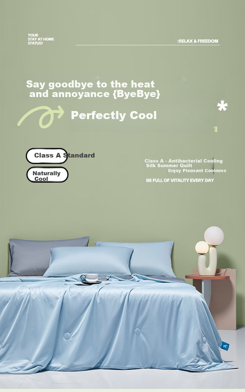 Wuyinliangpin Class A Cooling Ice Silk Summer Quilt, Lightweight Summer Blanket, Machine Washable, Double Bed Bedroom Air Conditioning Quilt, 200x230cm 1