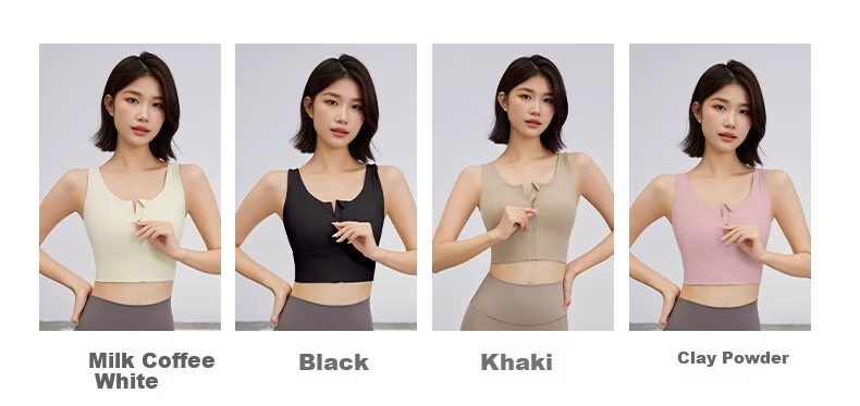 NEVER ME High-Intensity Front-Zip Sports Bra for Women, Running Anti-Shock Push-Up Fitness Training Yoga Vest 2
