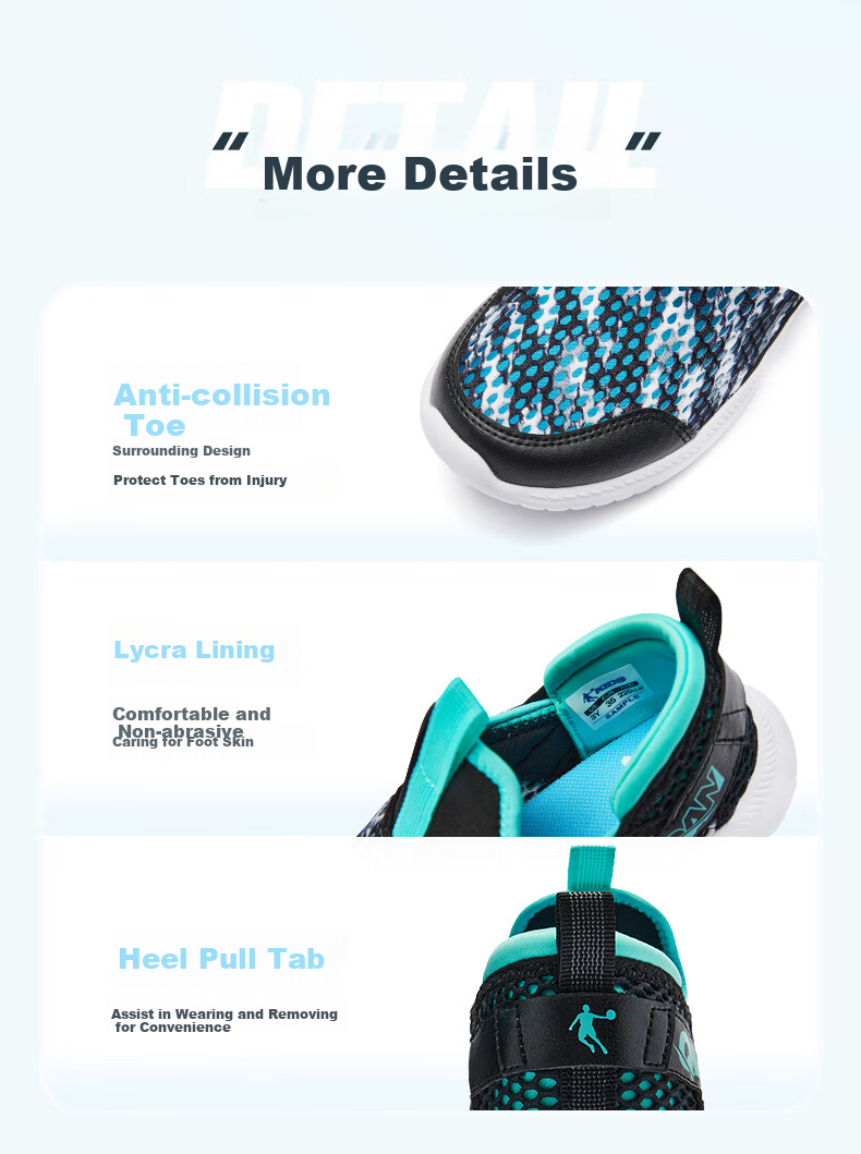 QIAODAN Boys' Sports Shoes, Children's Summer Breathable Running Shoes, Big Kids' Large Mesh Shoes, Cool Running Shoes - Size 37 8