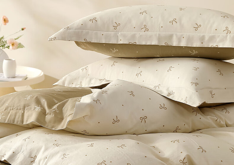 Mercury Home Textiles 4-Piece Bedding Set 100% Cotton Double-Layer Gauze Class A Breathable Duvet Cover and Pillowcase Dormitory Spring Autumn Double Bed Set 150cm×200cm 7