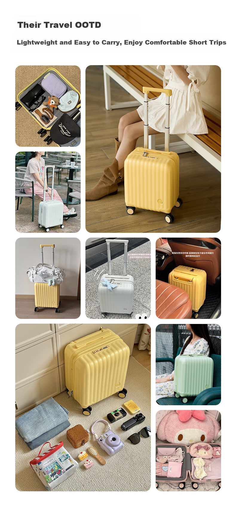Aji 14-Inch Luggage, Women's Carry-On Suitcase, Small Lightweight Travel Case for Women And Children, Trolley Suitcase 6
