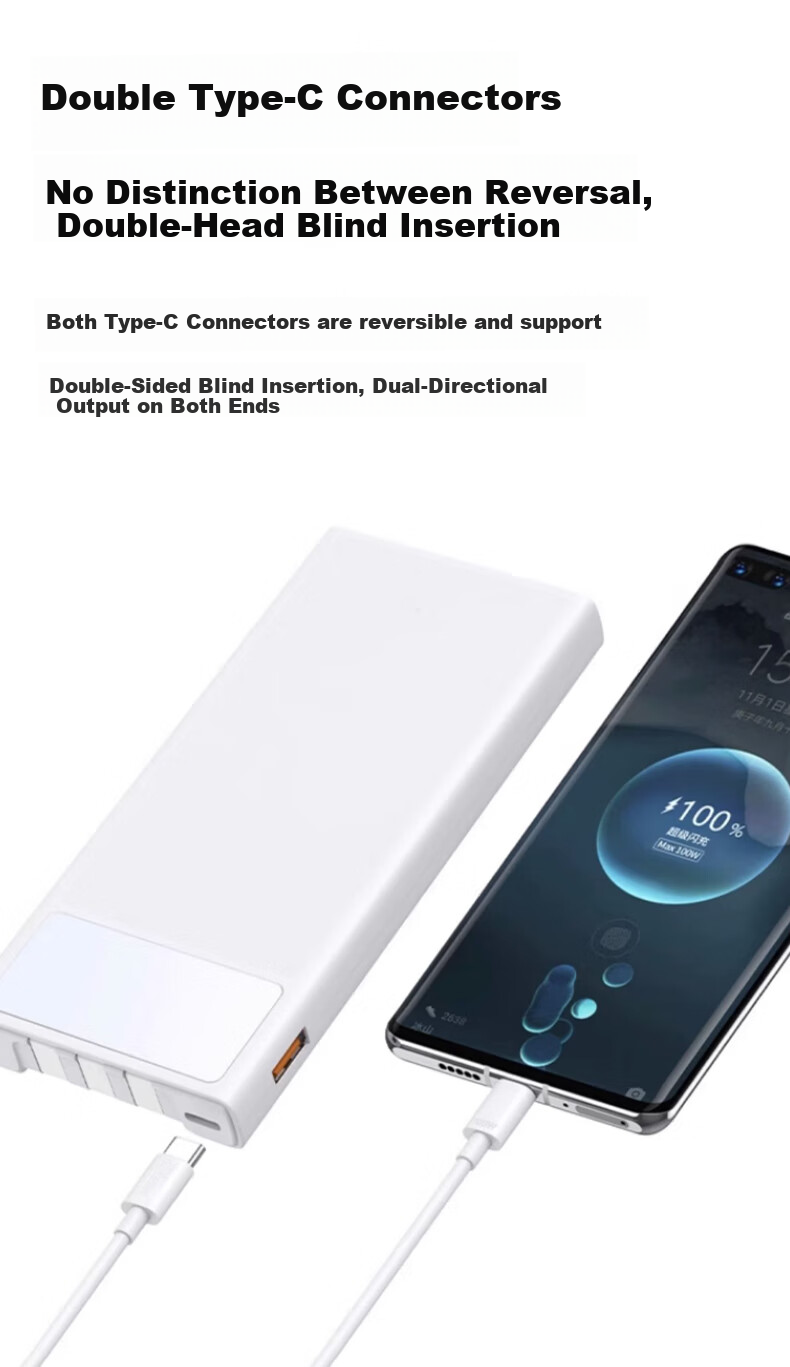 Masentek Dual Type-C Interface Phone Charging Data Cable Compatible with Apple 15/16/17/18 Pro, Android, Huawei, Universal USB-C PD Fast Charging Max Xiaomi Micro 6