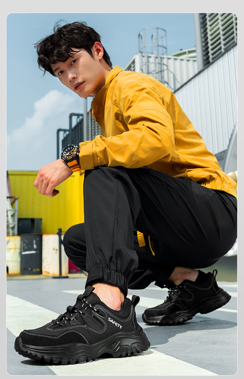 GUYISA Safety Shoes for Men, Summer Breathable Anti-Smashing Anti-Puncture Steel Toe Cap Ultra-Light Soft Sole Construction Site Work Boots 3102 Size 46 12