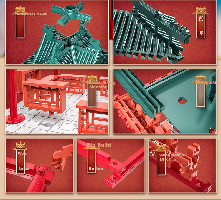 Qianniansun Assembly Building Blocks, Cross-Shaped Pagoda, Mortise And Tenon Toy, Ancient Architecture Model, National Trend Decoration, Birthday Gift for Girls 8