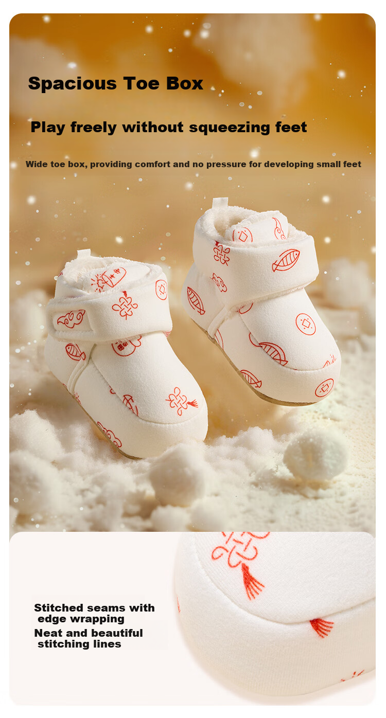 AIBEDILA Infant Walking Shoes Autumn And Winter Style for 0-12 Months Pre-Walking Babies, Soft-Soled Cotton Shoes for Young Infants, Warm in Winter 6