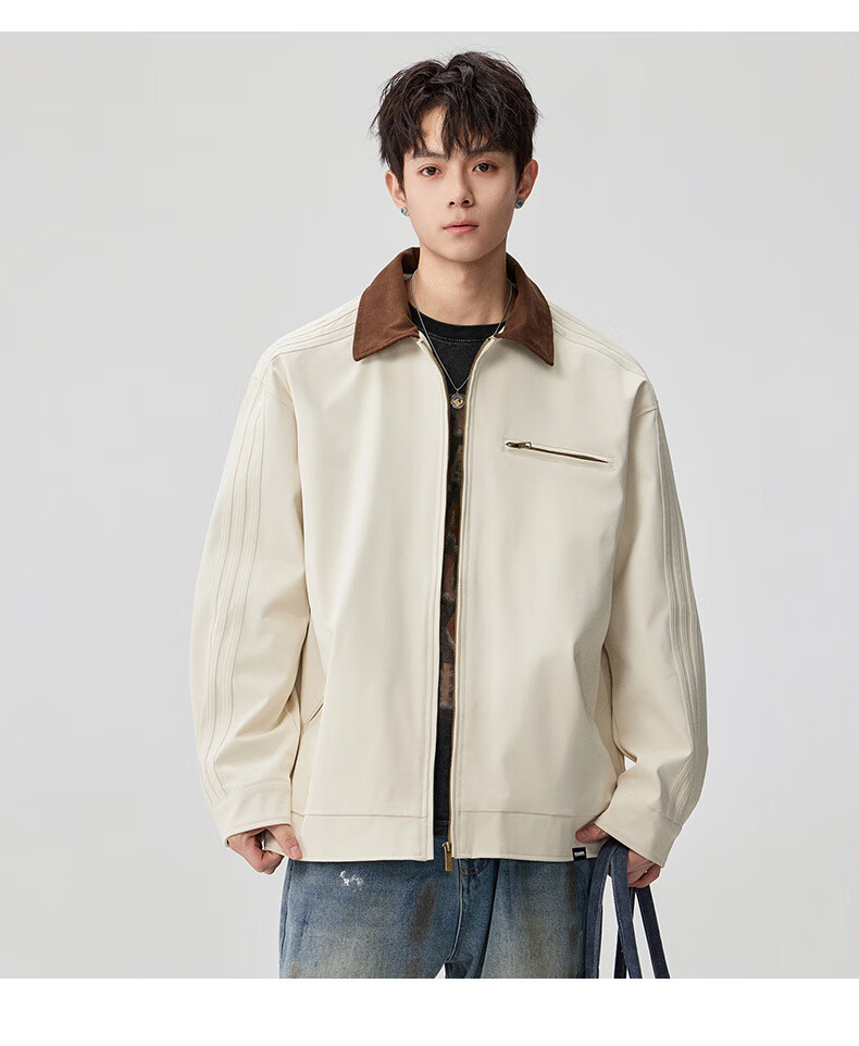 MARK FAIRWHALE Japanese Retro Workwear Jacket Men 2025 Autumn New American Style Lapel Coat Men's Apricot L 10