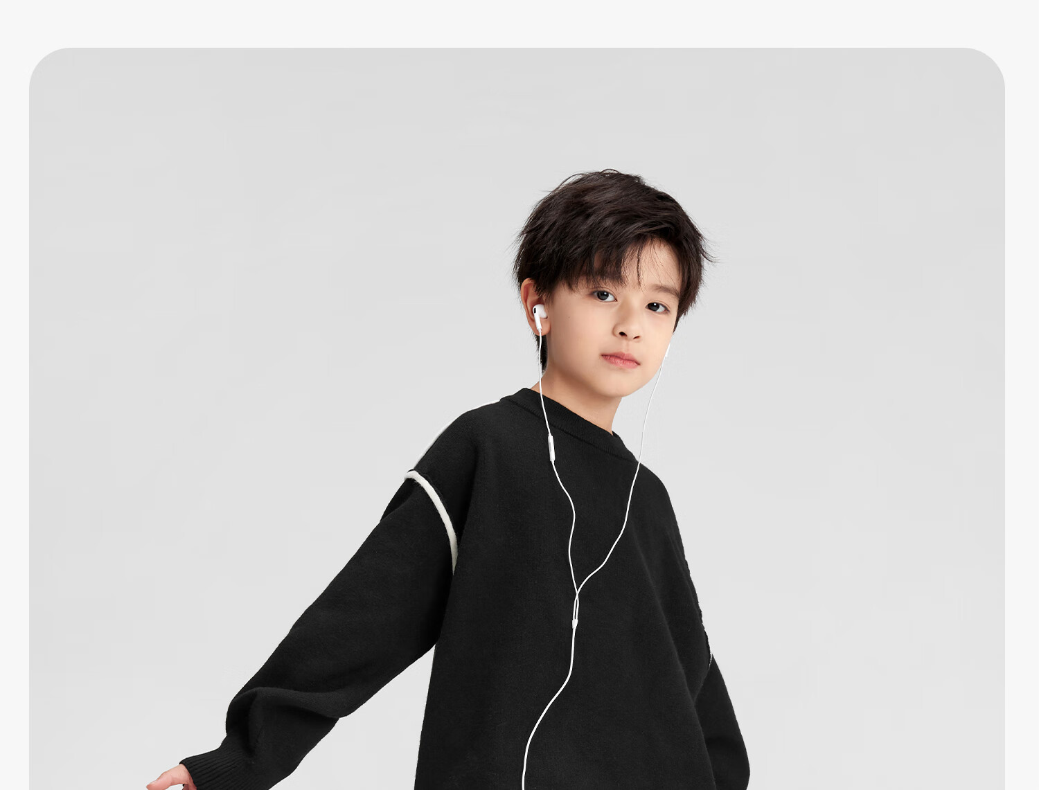 Zuo Xi Boys Sweater Winter 2025 New Children's Pullover Knitwear Imitation Cashmere Black 140cm 19