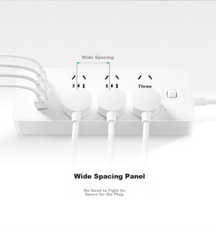 BULL 20W PD Apple Fast Charging Socket/power Strip/outlet Strip/power Board/desk Charger, Type-C + USB + 6 Outlets, Total Length 1.8 Meters with Master Switch, White GNV-U1206 5