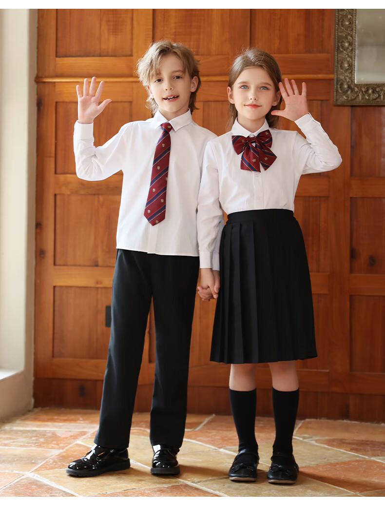 Yinuofang Children's Performance Costume Set Boys' Shirt Suit Girls' Pleated Skirt Spring Autumn New 7