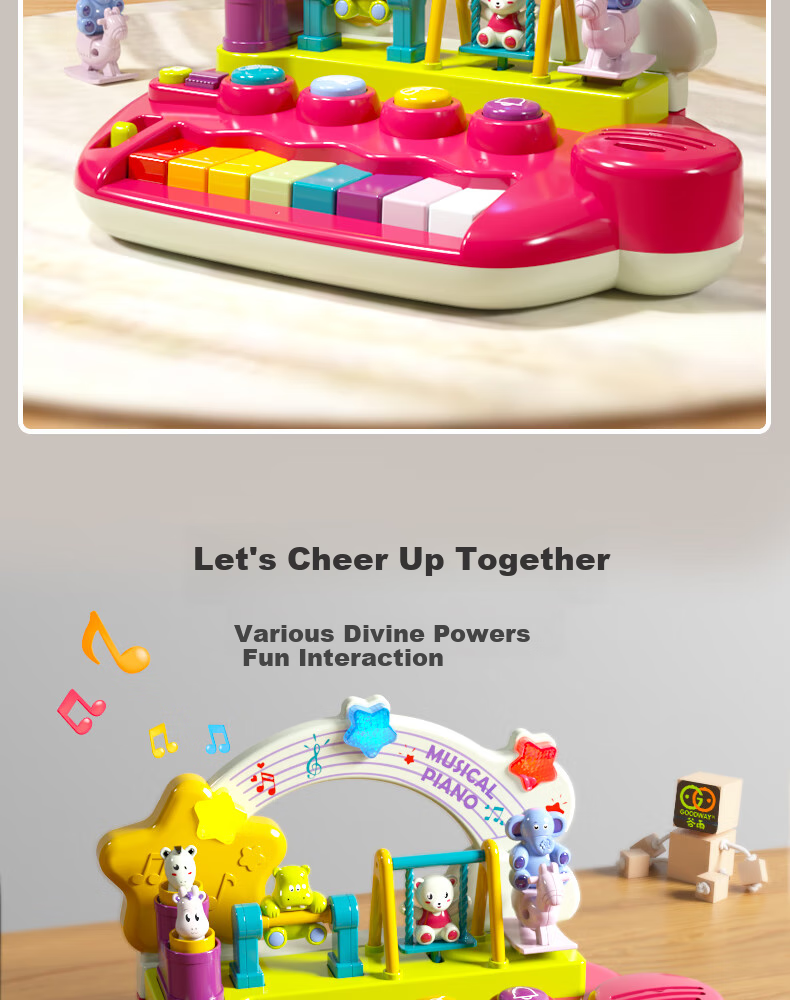 GOODWAY Children's Electronic Keyboard Toy, for Infants 0-3 Years Old, 2 Musical Early Education, Multifunctional Hand Piano, Drum Set, Birthday Gift for Boys 7