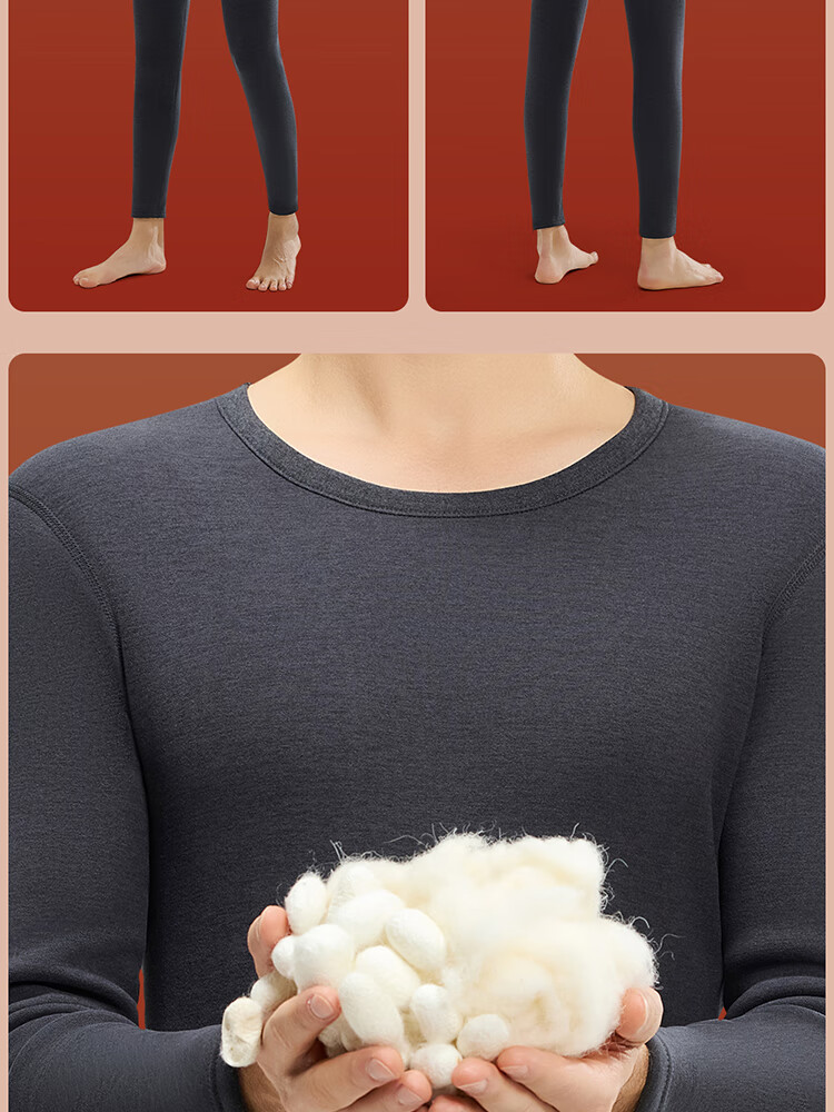 Modal 400g Thermal Underwear Set for Men Wool Silk Double Thick Fleece Heated Winter Set 2