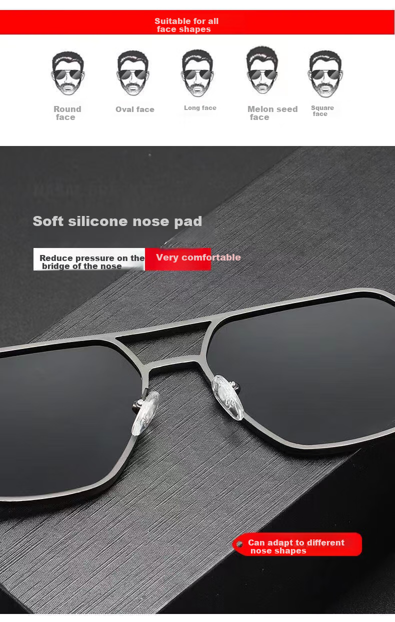 Angelamiao Sunglasses for Men, Driving-Specific Polarized Casual Fishing Sunglasses, Large Frame Color-Changing Glasses with Gun Frame And Photochromic Lenses 6