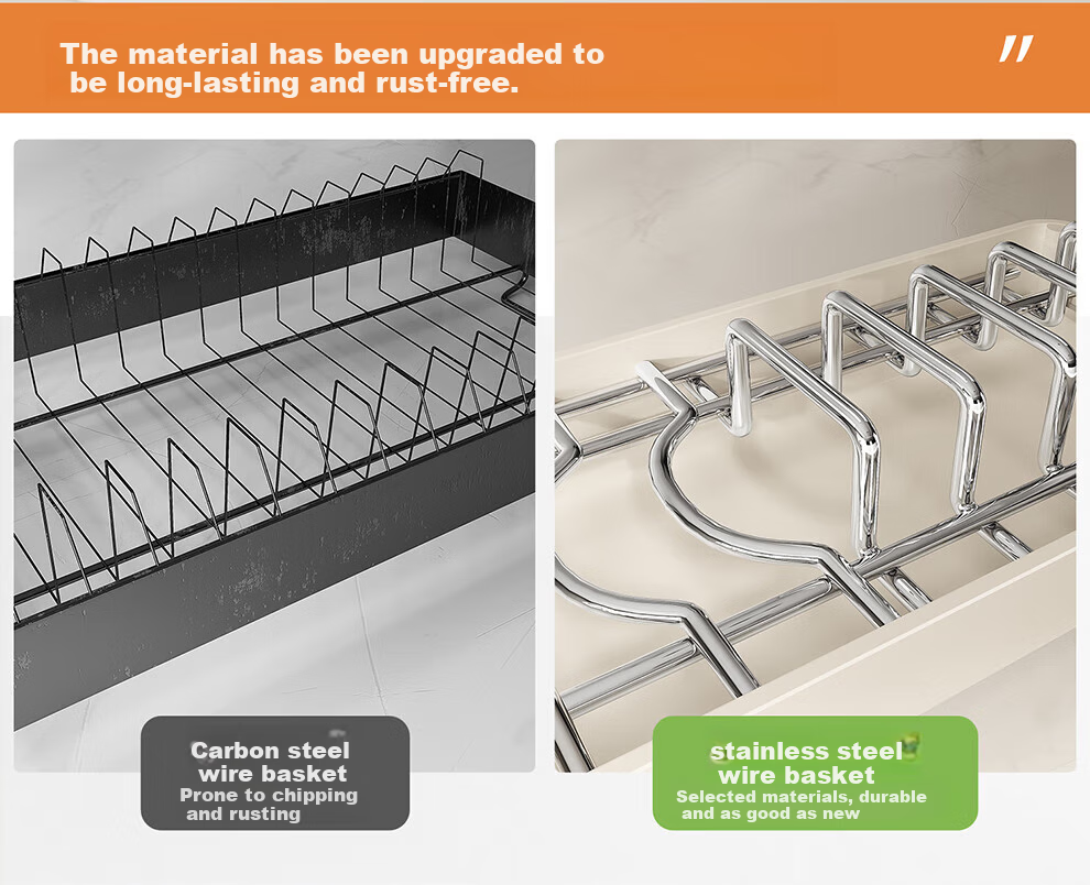 Shuashi Kitchen Dish Drainer Rack, Storage Shelf, Countertop Bowl Basket, Chopstick Organizer Box, Complete Set of Utensils And Cookware 5