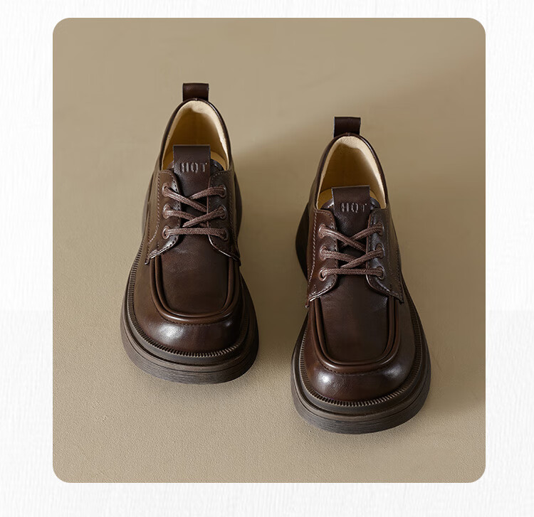 RED DRAGONFLY Women's Vintage British Style Leather Lace-up Loafers WTB15102 Brown Size 38 14
