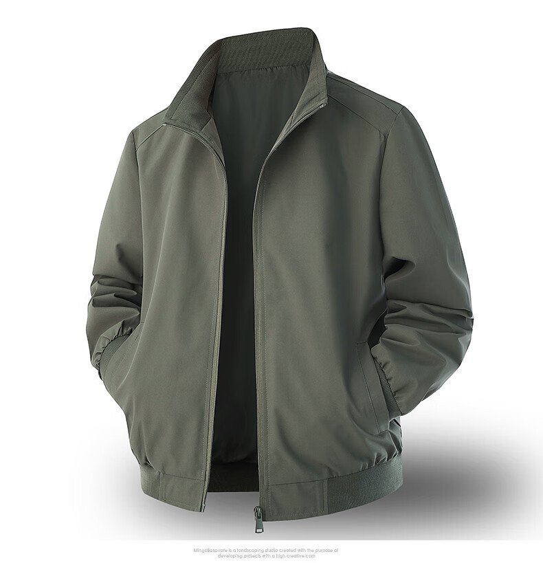 JEEP SPIRIT Men's Casual Autumn Sports Stand Collar Jacket Light Businesswear 2501 Black M 2