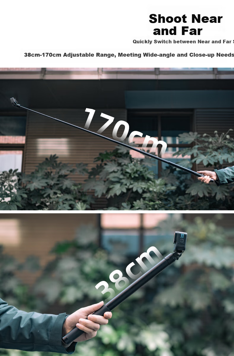 SUREWO Compatible with DJI Action 5 Pro/6/4 Action Camera, 1.7m Selfie Stick, Handheld Pole, Acepro 2 Telescopic Extension Pole, Bracket, Nano Extension Accessory 4