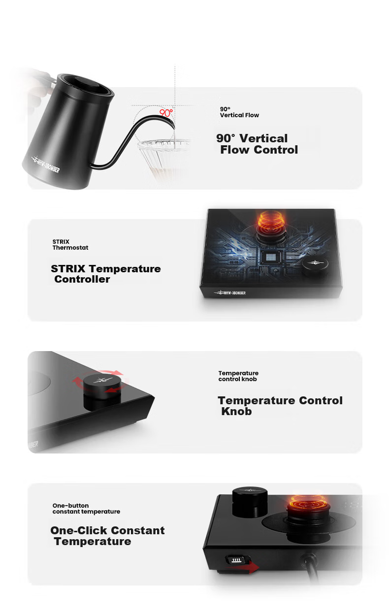 MHW-3BOMBER Assassination Bomber Temperature-Controlled Pour-Over Kettle, Electric Heating Pour-Over Flow Control Smart Coffee Kettle, Home Electric Water-Heated Tea Maker 3