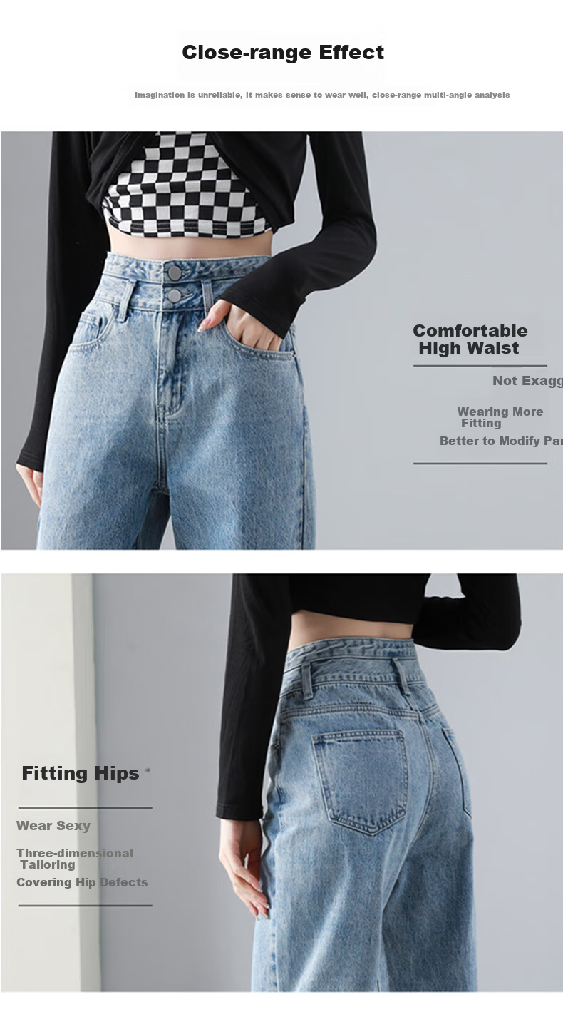Baleno Slim Wide-Leg Jeans for Women, 2026 New Spring Casual Long Pants, High-End Petite Straight-Leg Trousers for Wome 5