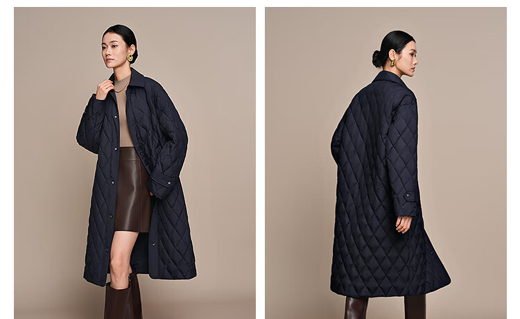 BOSIDENG Spring Autumn 90% Goose Down Lightweight Lapel Slim Fit Long Business Commuter Women's Coat 19