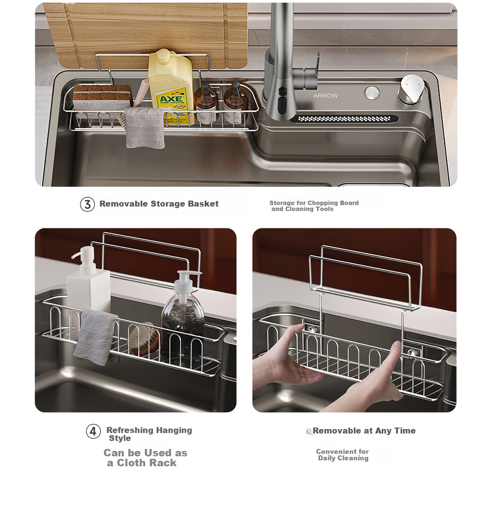 ARROW Treasure Basin Pro, Large Single Sink, 304 Stainless Steel Vegetable Washing Basin, Nano [Renovation Subsidy 15%] 34