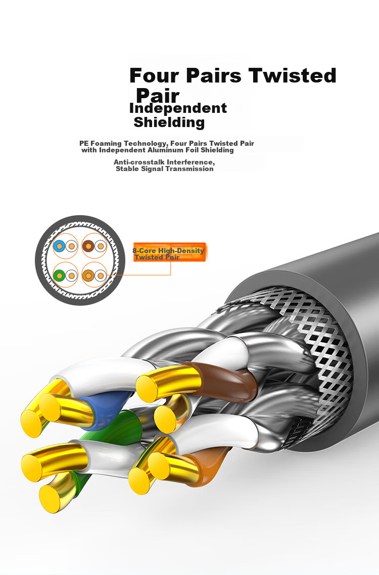 CHOOSEAL (CHOSEAL) Category 7 Double-Shielded Ethernet Cable, CAT7 Over Foxconn, 10 Gigabit Gaming-Grade Network Cable, Engineering And Home Installation 5G Wiring Box Cable, Gray 305 Meters, QS2620AT305 4