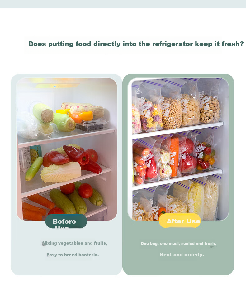 CHAHUA Food Storage Bags, Large Size Combination Pack, 70 Pieces, Thickened Double-Ribbed Food-Grade Fresh-Keeping Storage Bags, Self-Sealing Bags 4