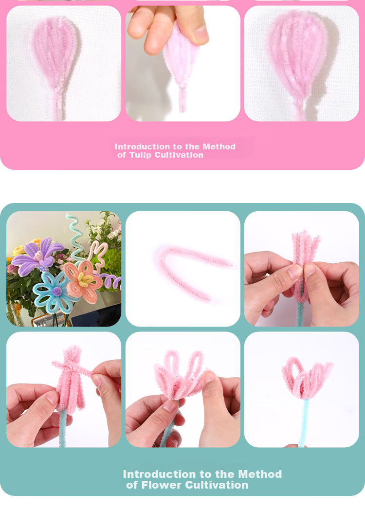 Letrel Twist Tie Bouquet Macaron Hair Tie DIY Craft Kit, Handmade Material Set for Children's Birthday Gift for Boys And Girls 10