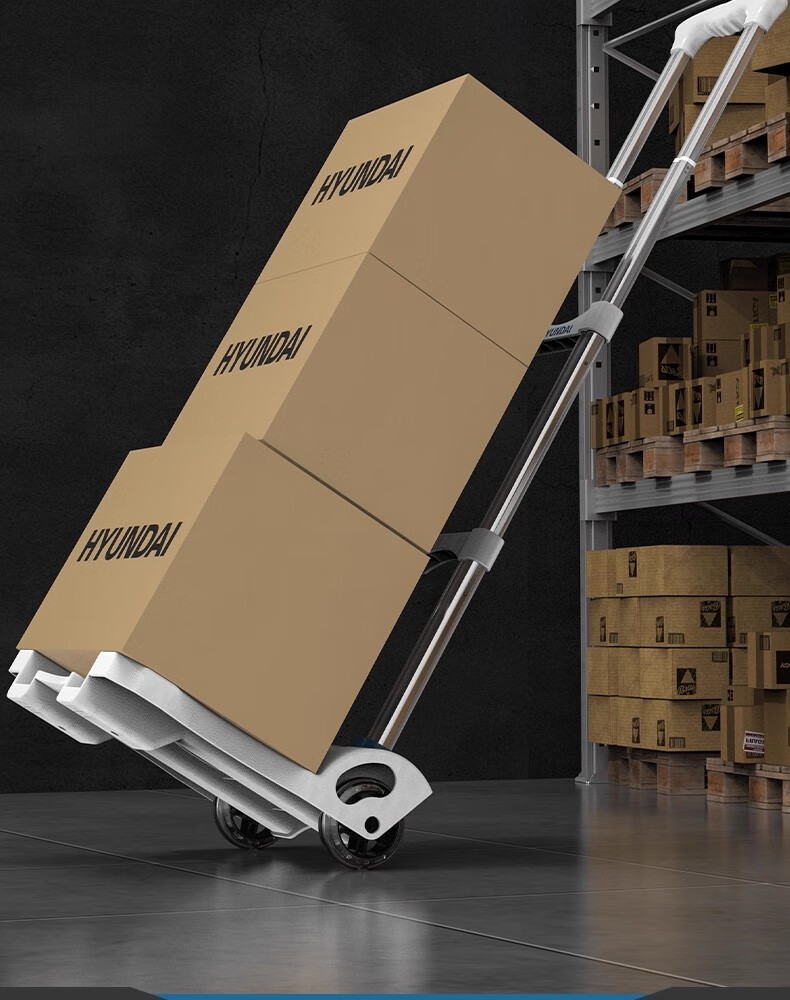 HYUNDAI Portable Folding Hand Cart Trolley Shopping Cart Grocery Cart Mini Household Cargo Transport Package Delivery Cart 9
