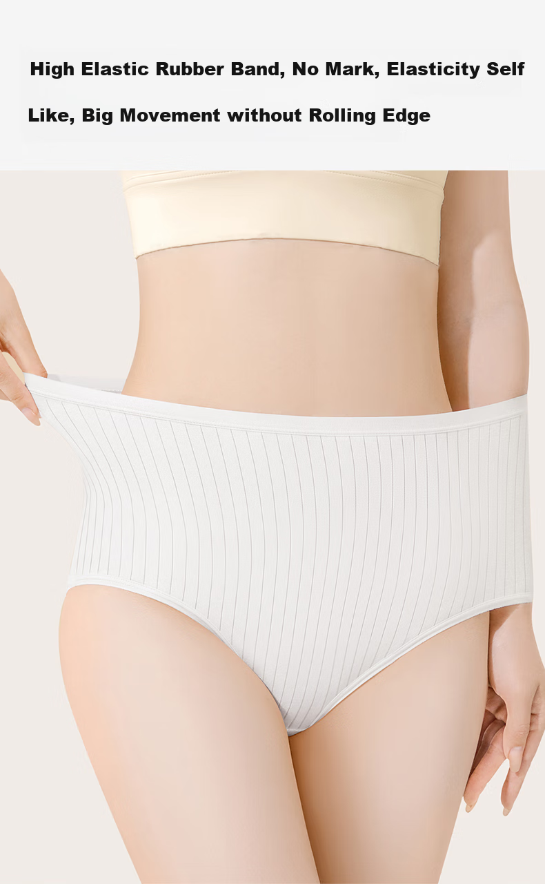 MiiOW Disposable High-Waist Cotton Antibacterial Underwear for Women, Sterilized And No-Wash, 6 Pieces, 3XL 4