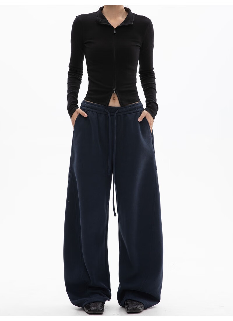 ICH MODE Women's American Style Casual Pants Spring Autumn New Sports Sweatpants Loose Straight-Leg Versatile Wide-Leg Pants Black L 9