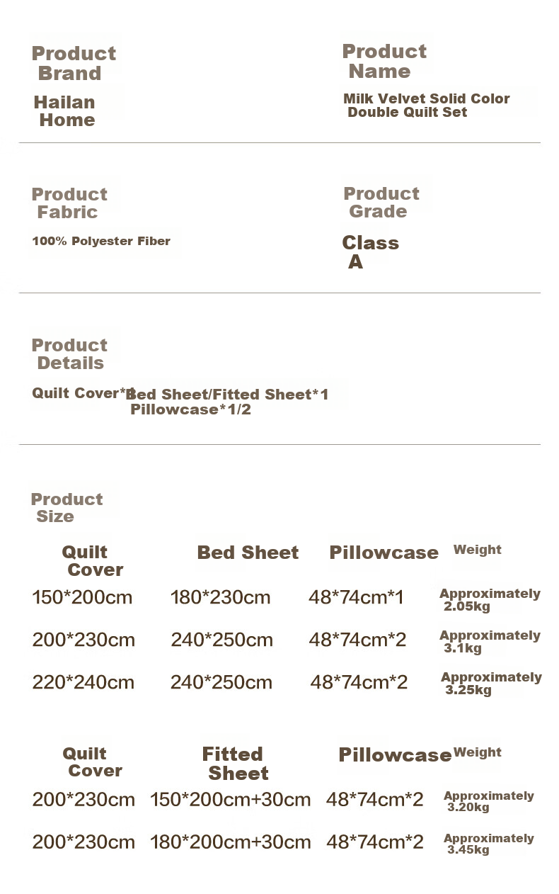 HLA A-Class 7A Antibacterial Milk Velvet 4-Piece Bedding Set Winter Thickened Coral Fleece Double-Sided Plush Double Bed Sheet and Duvet Cover Set 8