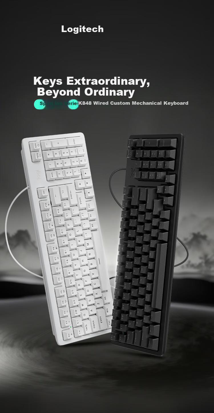 Logitech Lingyan Series K848 Wired Keyboard, Mechanical Keyboard, Customizable Keyboard, Office Keyboard, K845 Upgraded Version, Black, 97 Keys 1
