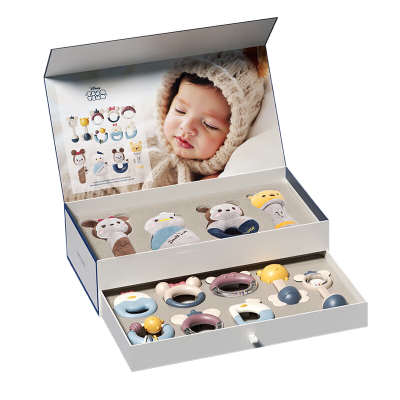 Disney Newborn Toy Gift Box with Rattle, Squeeze Toys, Pacifier, Bib, Dolls for Baby Boys And Girls, Soothing Sleep Aid, Mid-Autumn Festival Gift