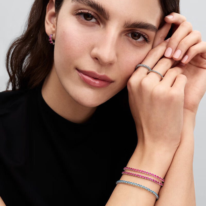 Pandora Constant Light Blue Tennis Bracelet, 3 Colors Available, Shiny And Delicate, Stackable, Birthday Gift for Girlfriend