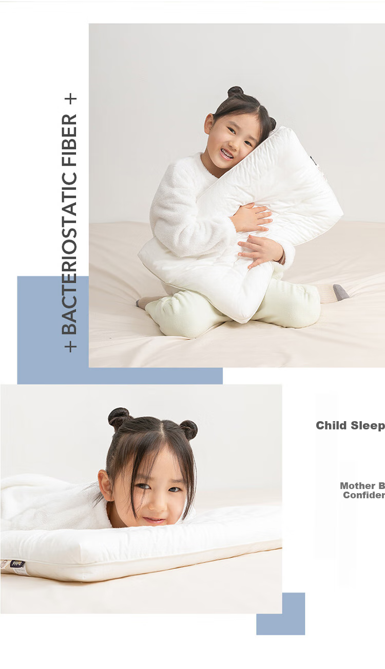 Dohia Pillow, All-Cotton Antibacterial Washable Children's Pure Cotton Comfortable Soft Pillow Core, Low Pillow Single Piece 60*40cm 14