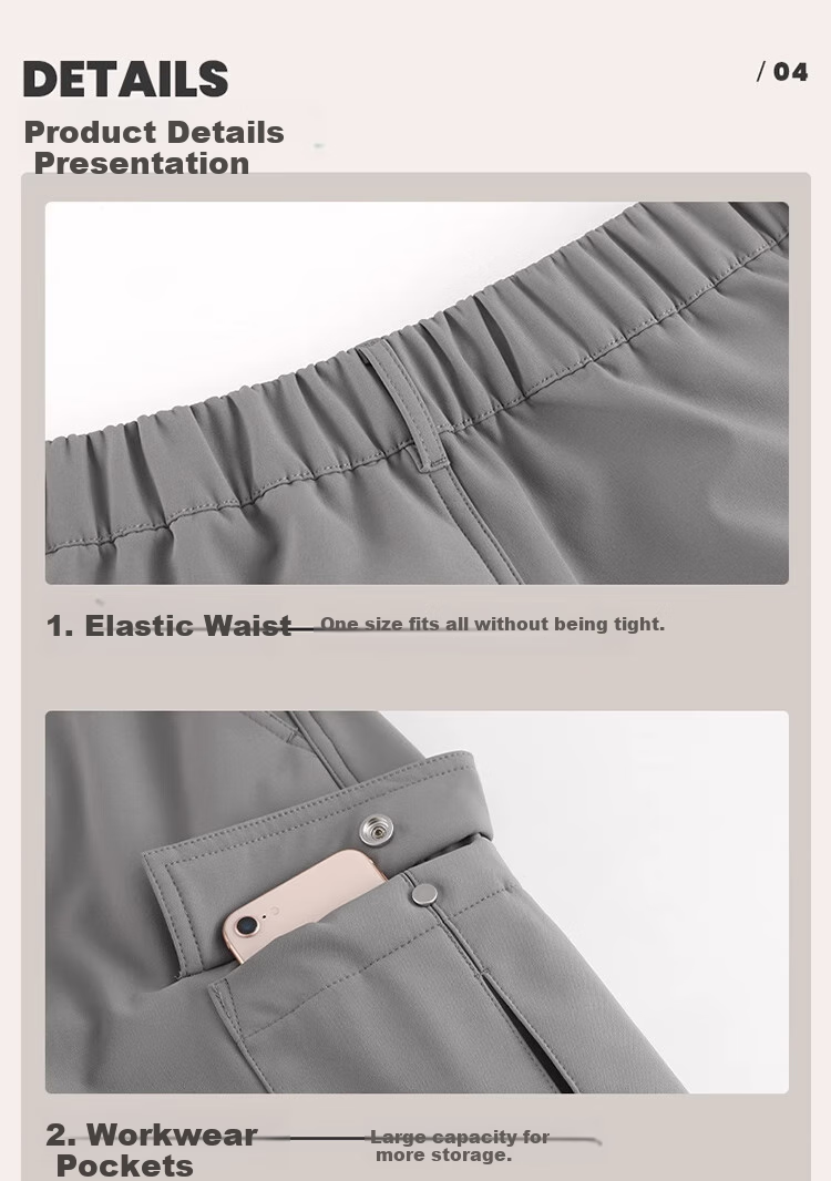 CAMEL Women's Cargo Pants, Unisex Style, Autumn Waterproof Casual Pants, Slimming Straight-Leg Sweatpants, Fleece-Lined Fashionable Woven Pants, Size L 25