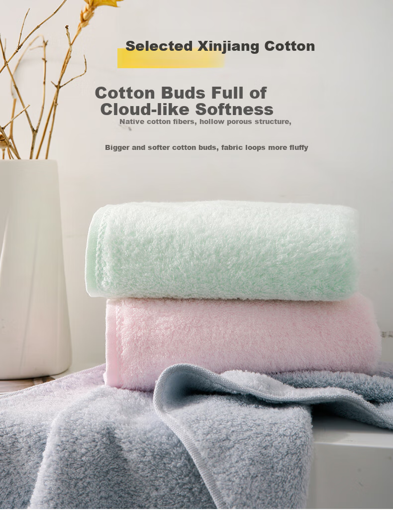 KING SHORE Pure Cotton Soft Mid-Sized Towels, Children's Towels, 3-Pack Sports Towels 2