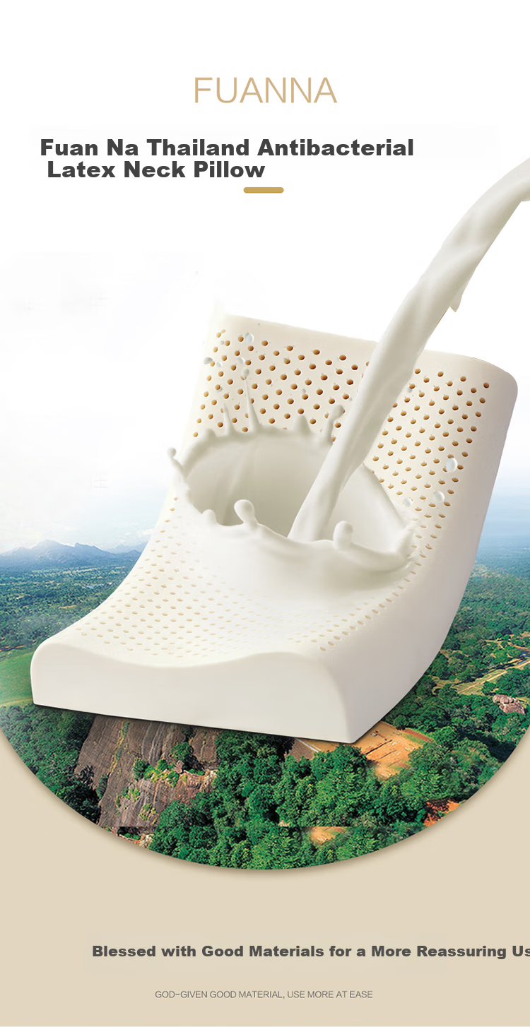 FUANNA Latex Pillow, Imported from Thailand, Deep Sleep Cervical Pillow, Set of Two, 56*34cm 1