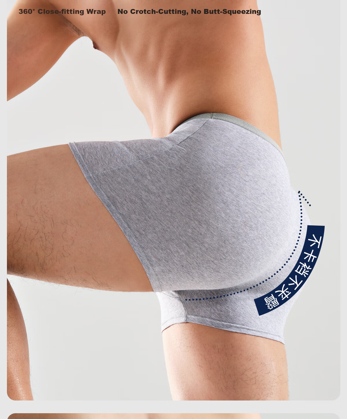 Freego Disposable Men's Boxer Briefs, Pure Cotton, Travel-Friendly, Sterilized, Portable, Comfortable, Large Size, 3 Pairs, Men's Gray, Size L 7