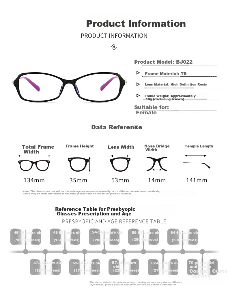 BUZZ Anti-Blue Light Reading Glasses for Women, Fashionable Ultra-Light Imported Lenses, High-Definition Presbyopic Glasses for Elderly, Genuine Comfortable School Supplies 10