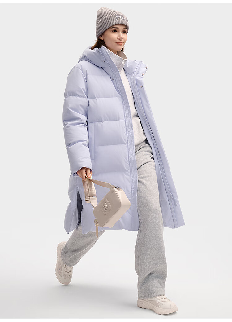 FILAFILA Official RGB Long Down Jacket 2025 Winter Couples Hooded Cold-Resistant Warm Coat 24