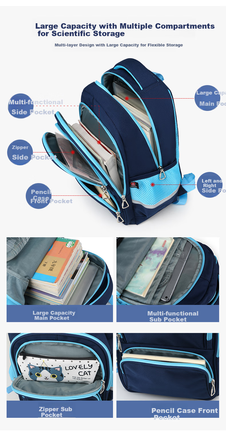 Edison Elementary School Backpack for Grades 1-3, Lightweight, Water-Resistant, Multi-Compartment, Reflective Children's Backpack 310-1ss 5