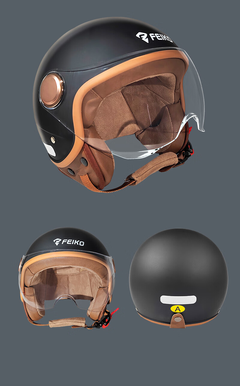 FEIKO Flying Cool Helmet 3C Certified New National Standard Electric Vehicle Four-Season Helmet Sun Protection Breathable Half Helmet Safety Cap for Men and Women Black 12
