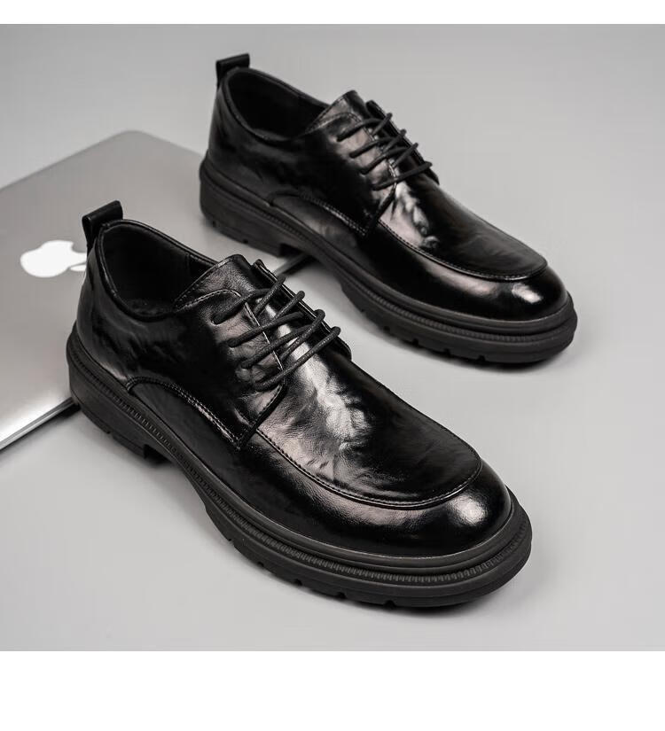Jingzhenlianggong Men's Genuine Leather Dress Shoes 2026 Spring Business Lace-up Derby Black Size 40 10